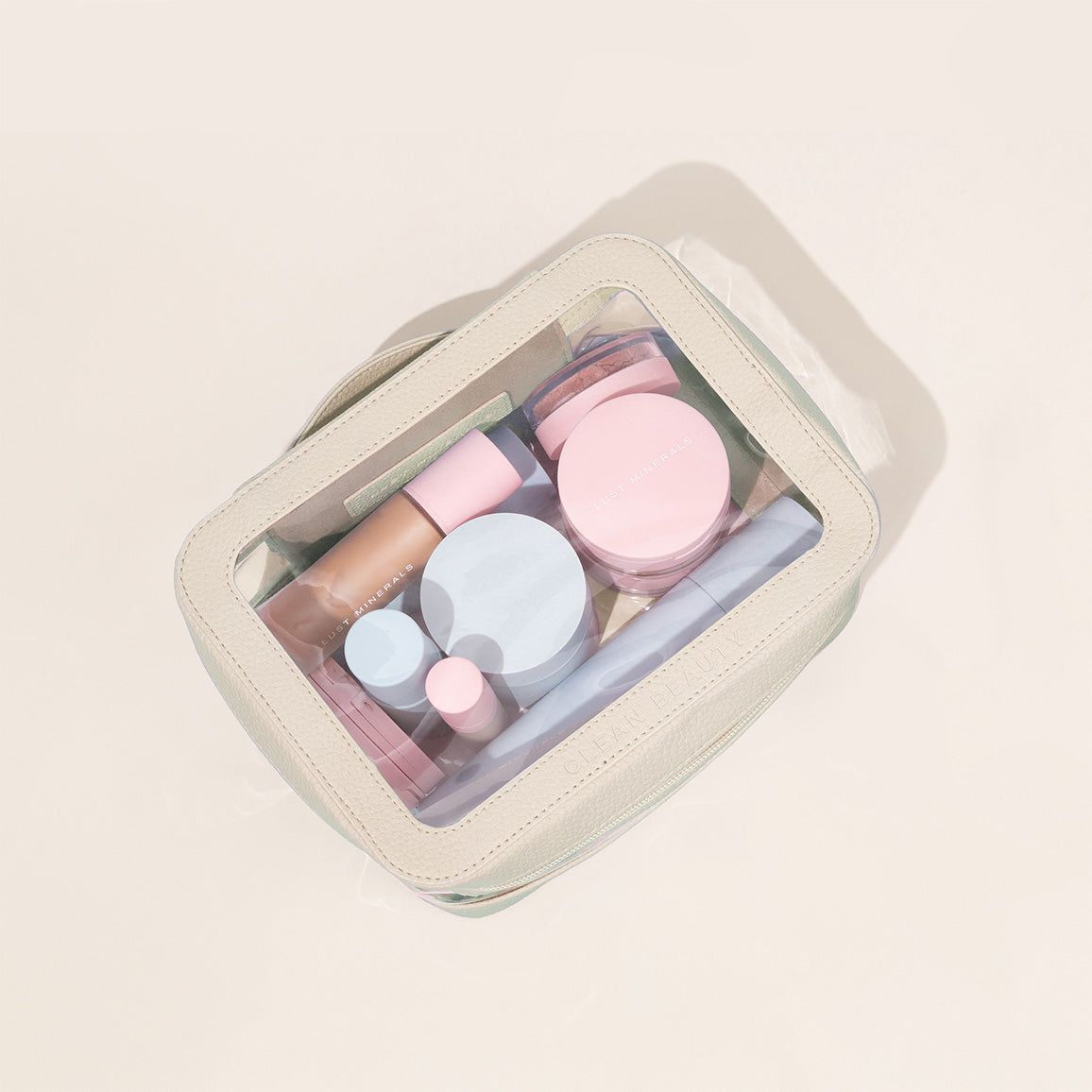 Cream Clear Cosmetic Case